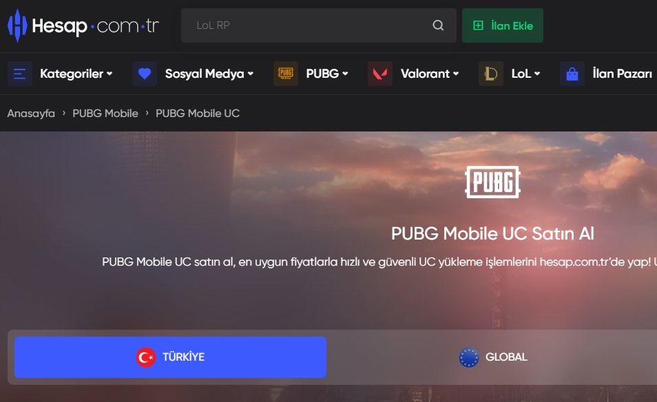 PUBG Mobile UC satın al